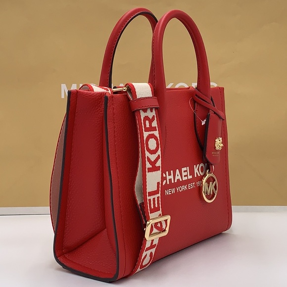 MICHAEL KORS MIRELLA SMALL SHOPPER TOP ZIP XBODY BRIGHT RED COLOR - Picture 7 of 16